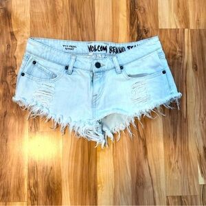 Volcom Women's Frayed Jean Shorts - Light Blue
